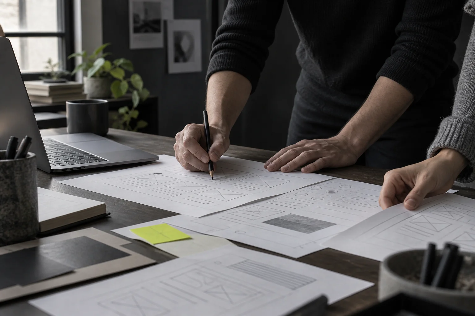 Immagine illustrativa: progettazione di un sito su carta in uno studio creativo