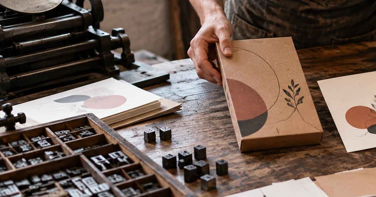 Caratteri tipografici mobili e una prova di stampa esaminata a mano in un laboratorio di comunicazione artigianale.